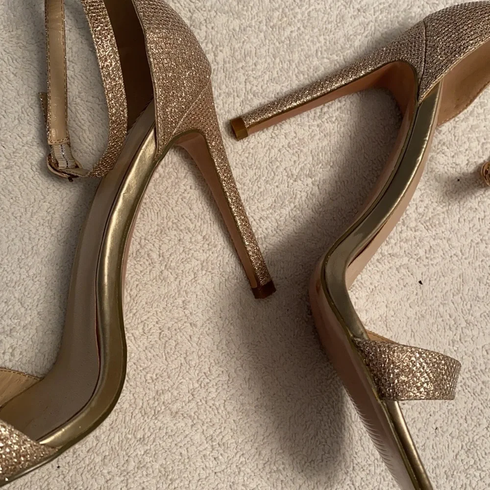 Didifu heels glitter gold stiletto open front ankle strap 4.5” heels Size 8.5